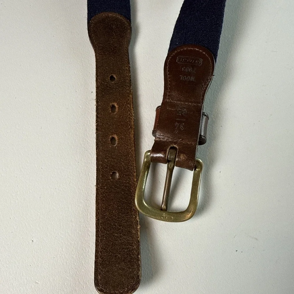 Vintage Coach Wool Leather Belt Size 34 Style 7903 Brass Buckle USA Made